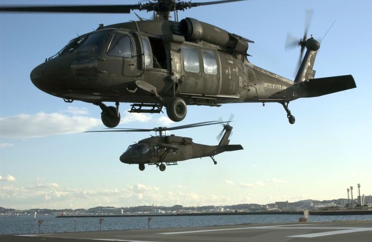 Image: Two U.S. Army UH-60A Blackhawk Helicopters
